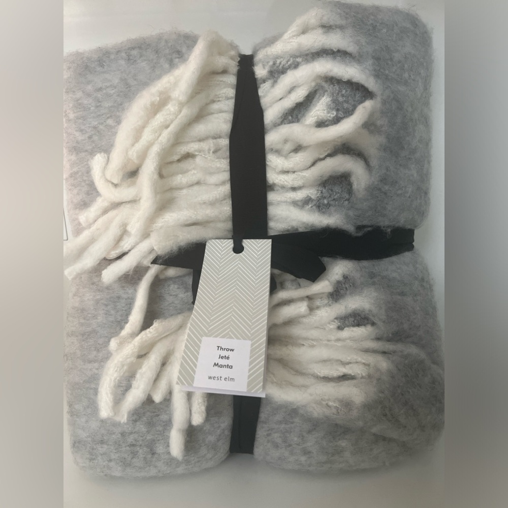 NWT WEST ELM brushed herringbone throw